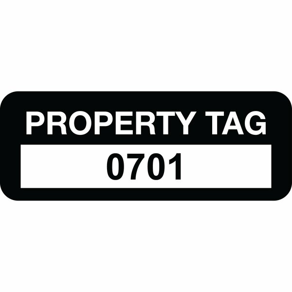 Lustre-Cal Property ID Label PROPERTY TAG Polyester Black 2in x 0.75in  Serialized 0701-0800, 100PK 253744Pe1K0701